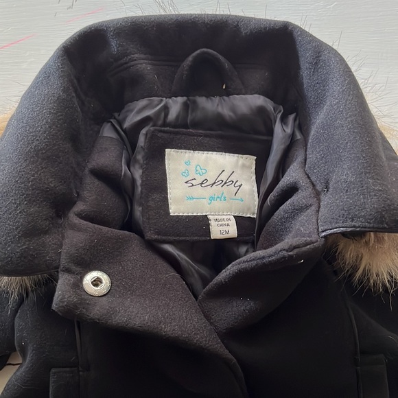 Sebby Girls Toddler faux wool winter coat 12M - Picture 7 of 11